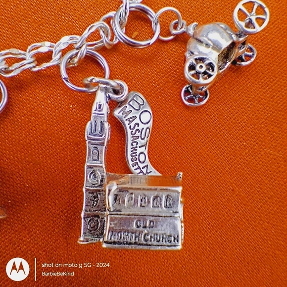 Vtg. One of a Kind Sterling Silver Charm Bracelet 19 Sterling Silver Charms 7.5" - Picture 5 of 15